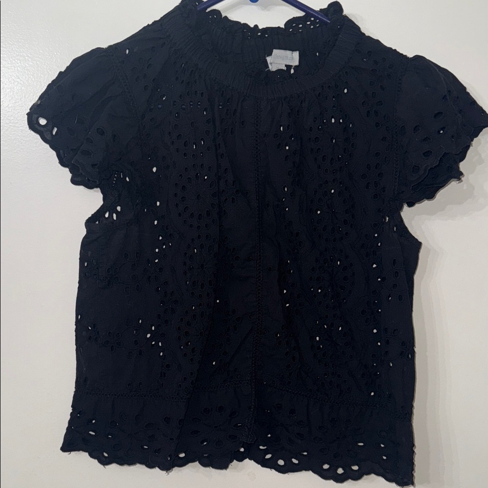 Black Eyelet Women's Top